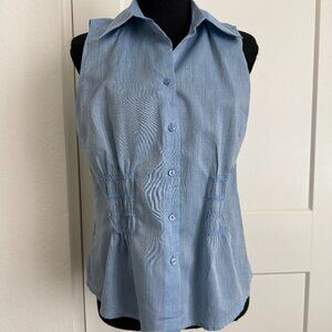 Sleeveless Button Up Soft Blue Denim Color Blouse by Ann Taylor Loft Size 6